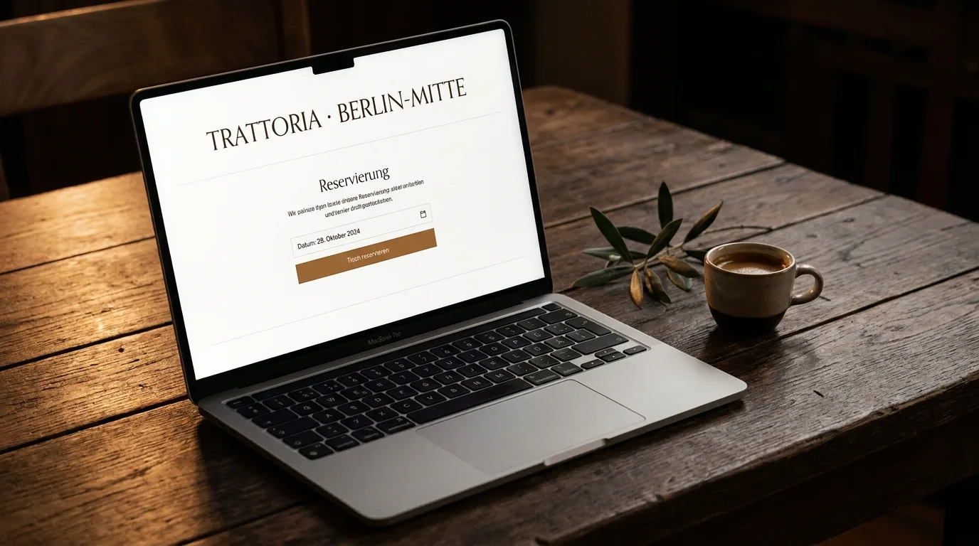 Restaurant-Webseite auf Laptop mit Reservierungsformular